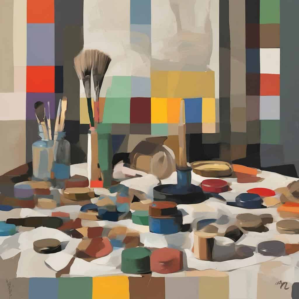 Ζωγραφική αντίθεση με ακουαρέλες και χρώματα, η αισθητική της σιγής στην εικόνα.