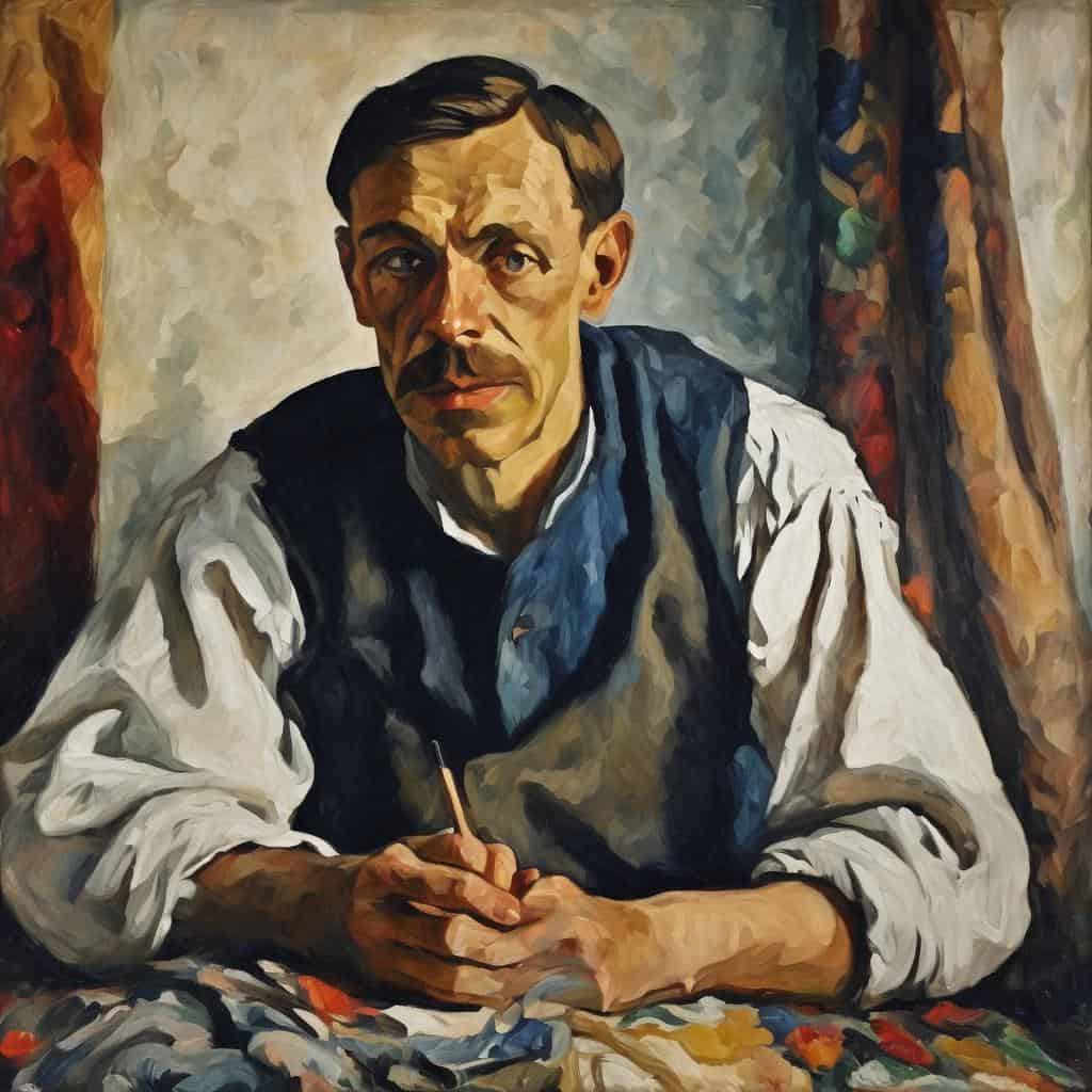 Ανθρώπινη μορφή πορτρέτου ζωγραφισμένο με αισθητική της σιγής και εκφραστική ατμόσφαιρα.